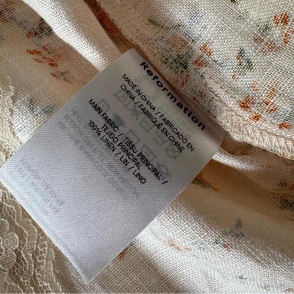 NWOT Reformation Cream Floral Linen Dress Size 4 - Picture 6 of 6